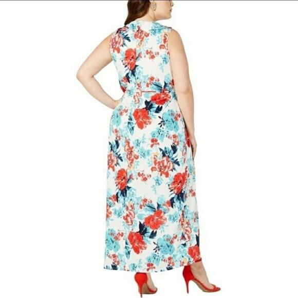 Love Squared Floral Ruffled Hi Low Maxi Dress 1X - Picture 2 of 6